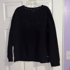 Calvin Klein Black Plush Logo Women's Sweater